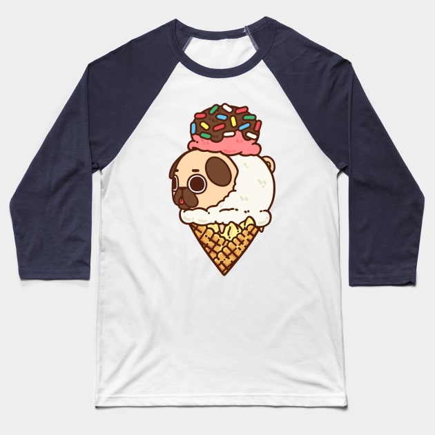 Ice Cream Puglie Baseball T-Shirt by Puglie Pug 